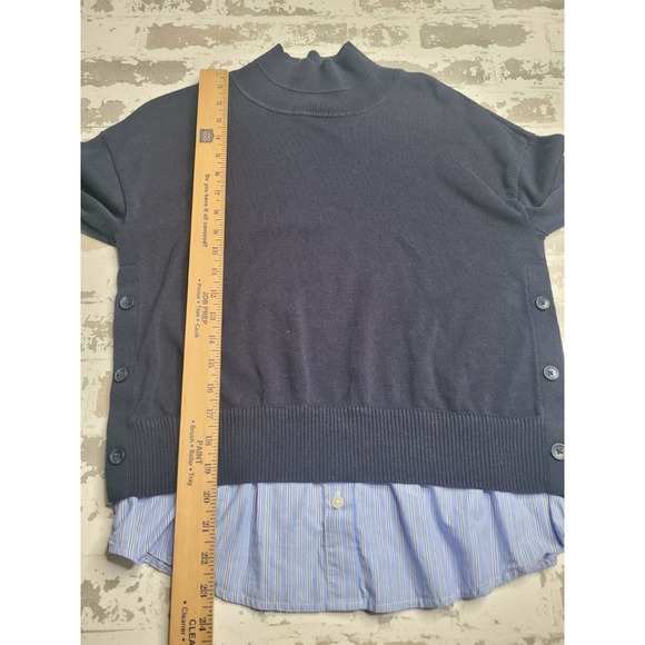 Talbots Petite Navy Sweater Striped Blue Shirt Women's Petite Medium - Picture 4 of 5